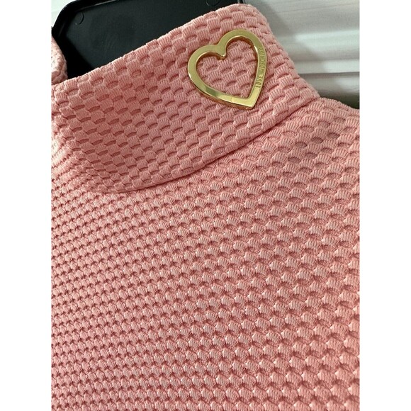 Love Moschino High Neck Sleeves dress In Peach Color Size 2 - Picture 2 of 6